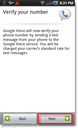 A Google Voice az Android mobilkonfigurációval ellenőrizze a számot