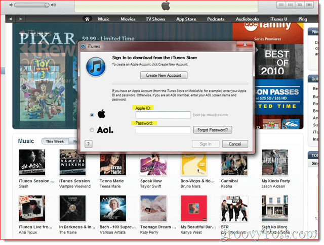 iTunes - erősítse meg az e-mailt és a bejelentkezést