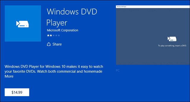 Windows DVD Player alkalmazás