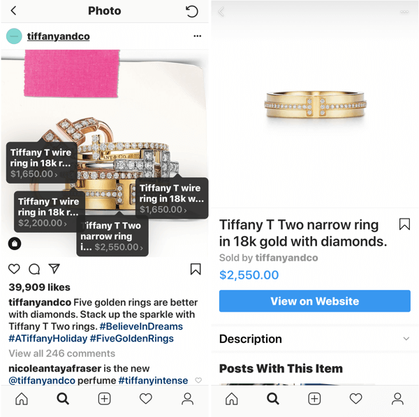 Hogyan javítsuk instagram fotóit, vásárolható képbejegyzés a Tiffany & Co.