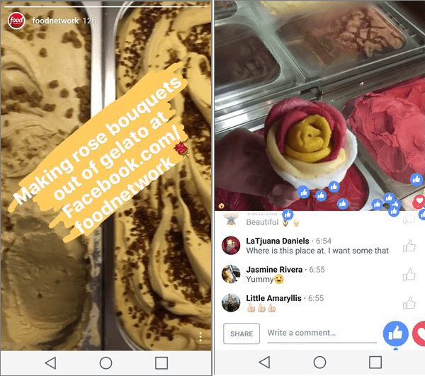 instagram történetek élelmiszer-hálózat