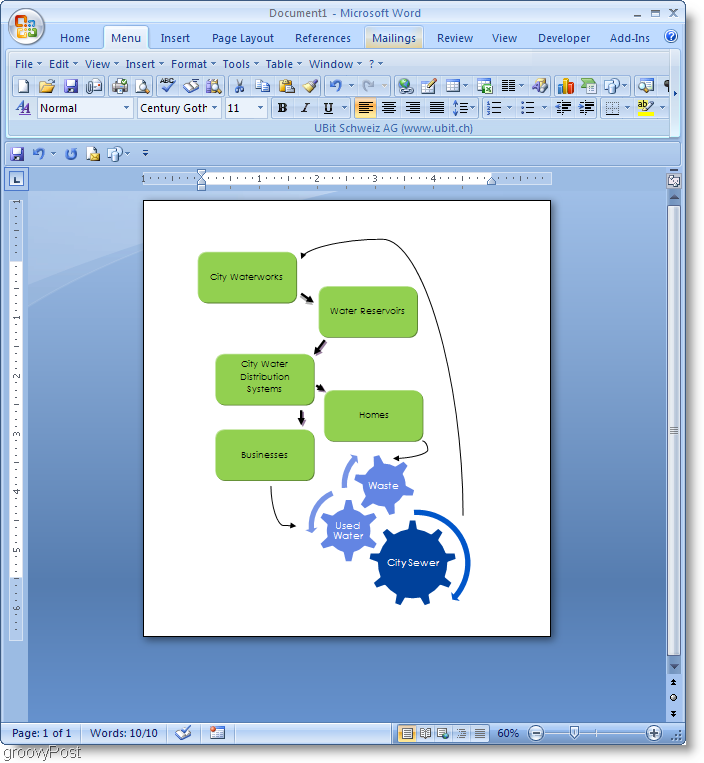 Példa a Microsoft Word 2007 folyamatábra