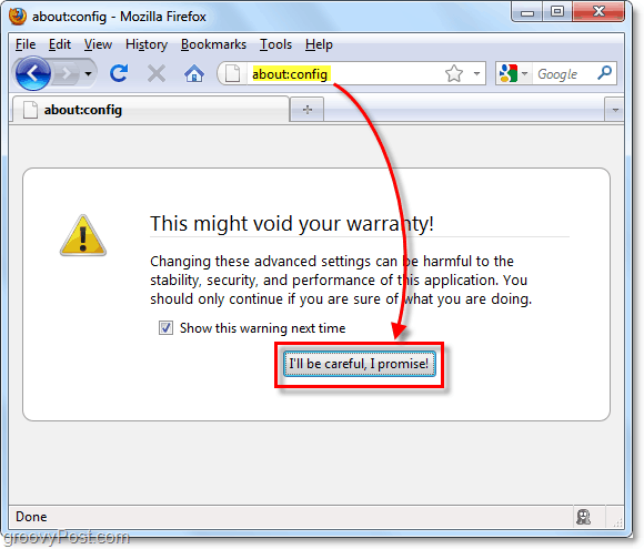 about: config firefox figyelmeztetés