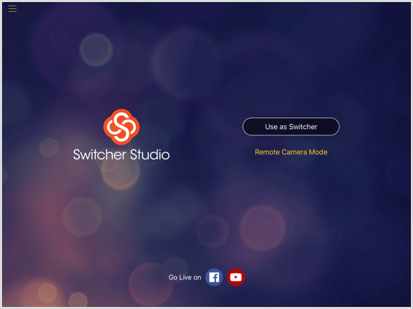 switcher studio főképernyő iOS