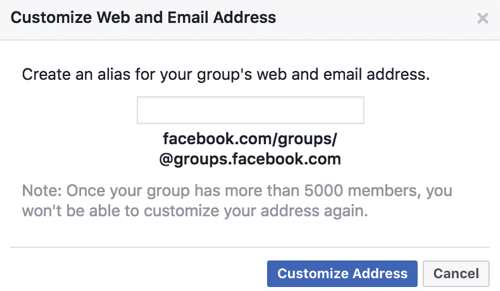 Szerezzen egyedi URL-címet és e-mail címet a Facebook-csoportjához.