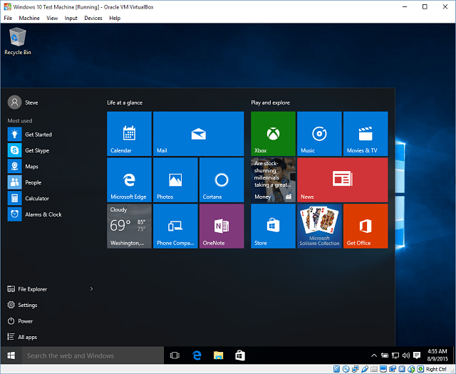 14 Windows 10 a VirtualBoxban