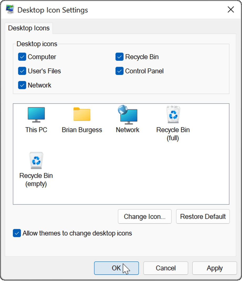 visszaszerezze a régi asztali ikonokat a Windows 11 rendszeren