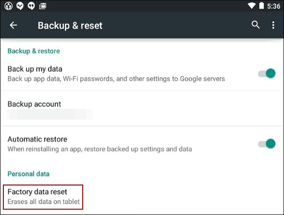 Android 5 gyári visszaállítás
