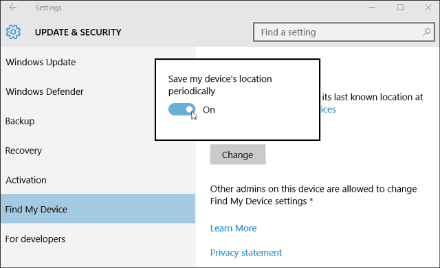 Az eszköz keresésének engedélyezése a Windows 10 rendszerben