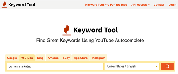 Kulcsszóválasztó eszköz kulcsszavak kutatása a YouTube lapon 1. lépés.