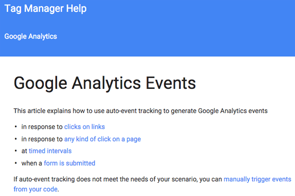 google tag manager események