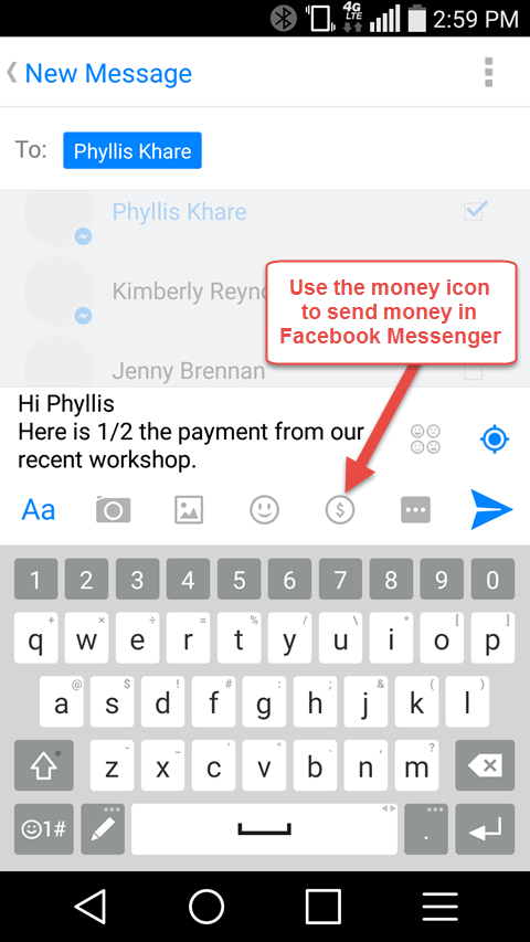 pénzküldési lehetőség a facebook messengerben