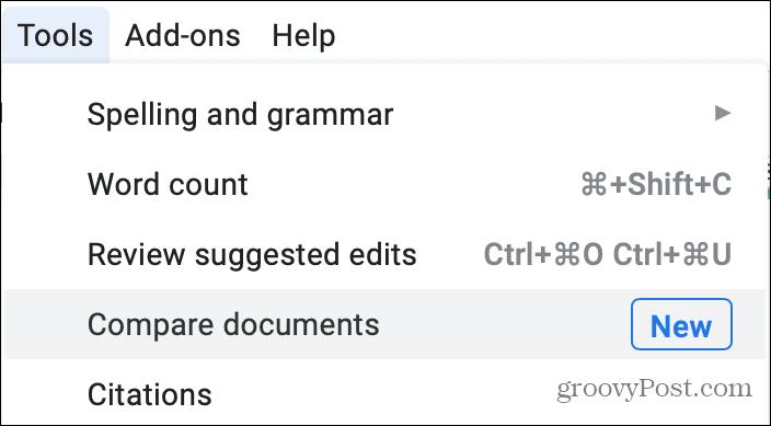 Eszközök Dokumentumok összehasonlítása a Google Dokumentumokban