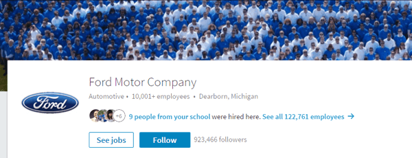 A Ford Motor Company LinkedIn oldala releváns képeket és naprakész részleteket tartalmaz.