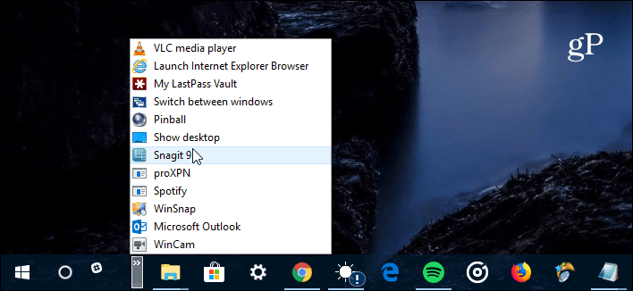 Windows 10 gyorsindító sáv