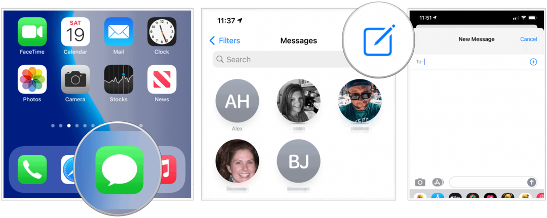Az iOS 14 csoportos üzenet létrehozása
