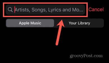 Apple zene keresőmező