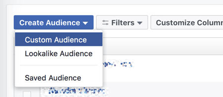 Hozzon létre egyéni közönséget a Facebook Ads Manager alkalmazásban.