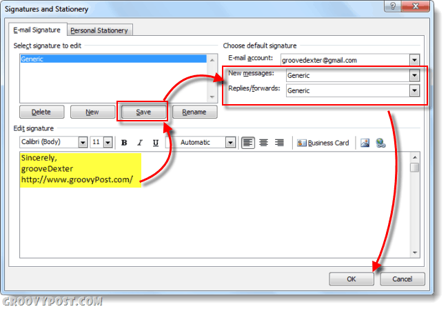 Aláírás hozzáadása az Outlook 2010 e-mailekhez