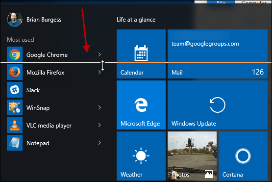 A Windows 10 Start menü átméretezése