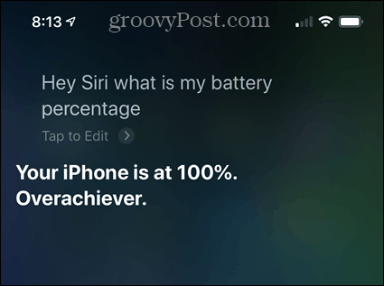 Ellenőrizze az iPhone akkumulátorának százalékos arányát a Siri használatával
