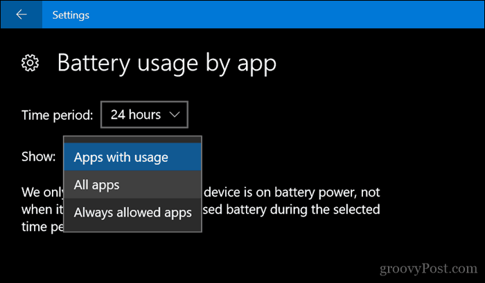 Az alkalmazások értesítéseinek küldése akkumulátor-takarékos módban a Windows 10 rendszerben