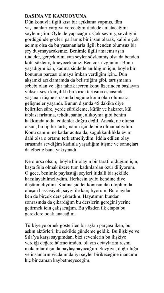Ahmet Kural bocsánatot kért Sıla felé