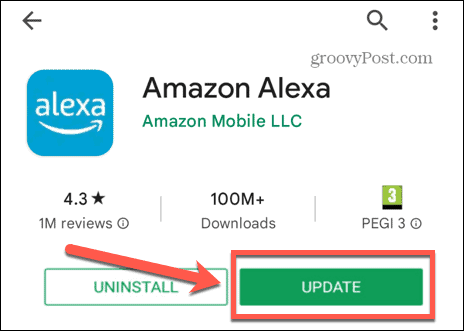 Alexa alkalmazás frissítés