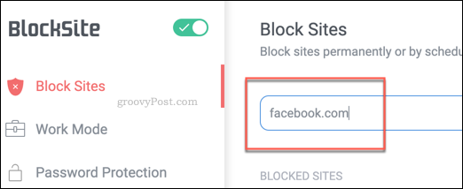 Blokkolt webhely hozzáadása a BlockSite blokklistához a Chrome-ban