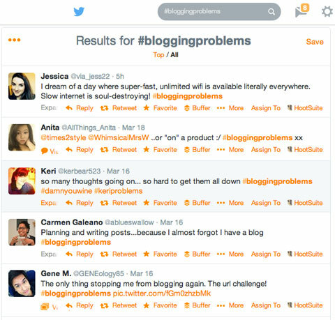 #bloggingproblems hashtag search twitteren