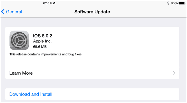 iOS 8.0.2 frissítés