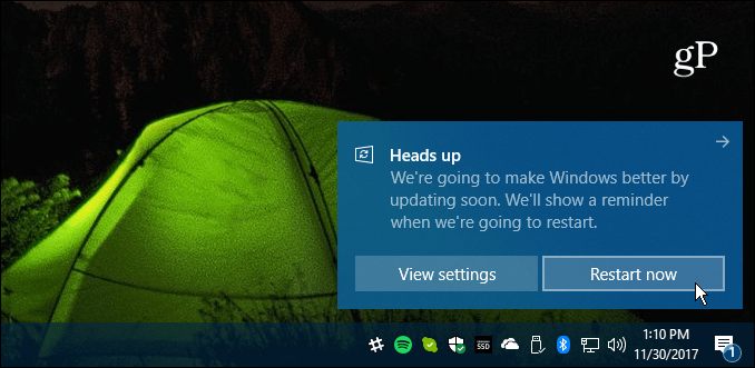 Indítsa újra a Windows 10 összesített frissítését