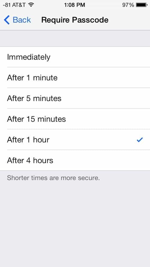 A jelszó lezárásának beállítása vagy kikapcsolása az iOS 7 rendszerben