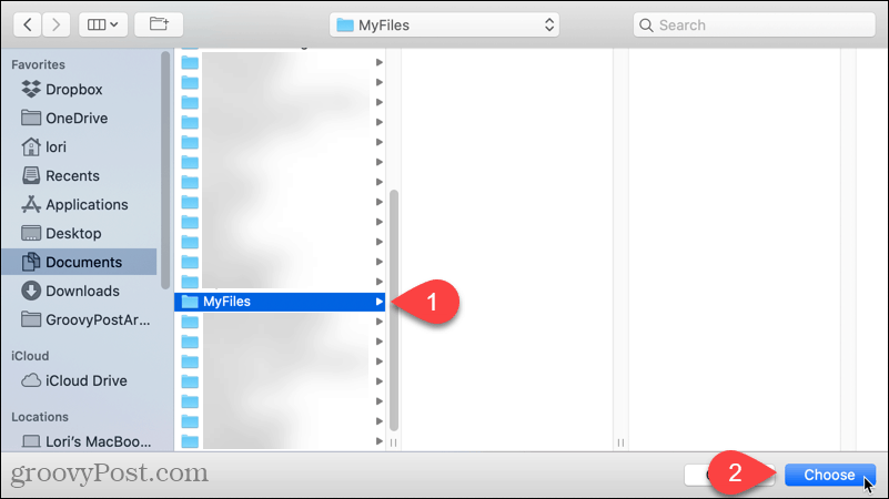 Válasszon egy alapértelmezett mappát, amelyet a Mac alkalmazásban meg szeretne nyitni a Finder alkalmazásban
