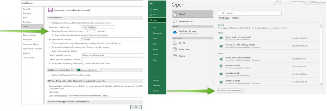 Mentse az Excel fájlokat az OneDrive AutoRecover programba az Excel programban