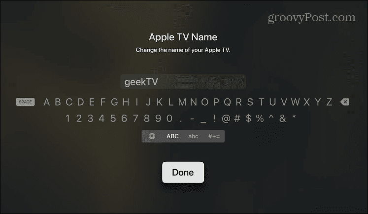 Változtassa meg Apple TV-je nevét