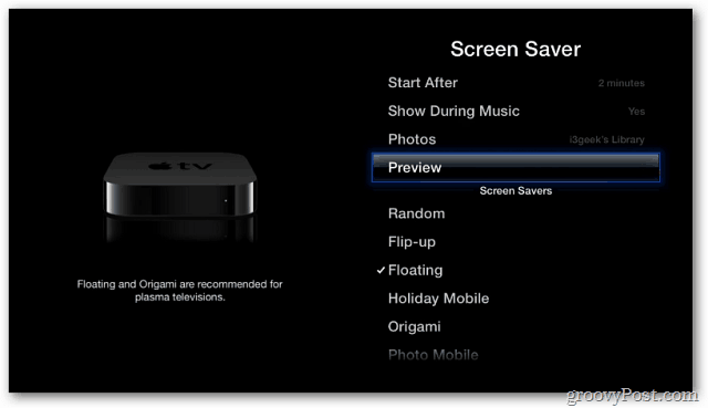 Apple TV: Használja a Fotóit képernyővédőként