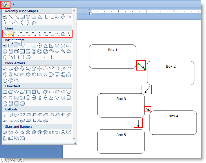 Microsoft Word 2007 Lines folyamatábra