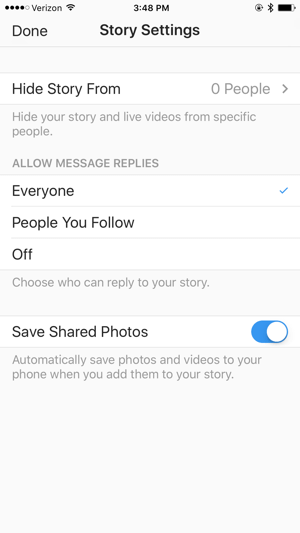 Mielőtt életbe lépne, ellenőrizze az Instagram Story beállításait.