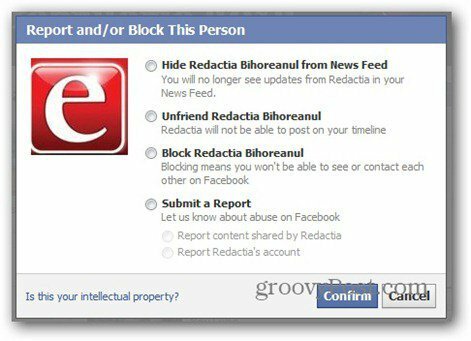facebook jelentés - blokkolási lehetőségek
