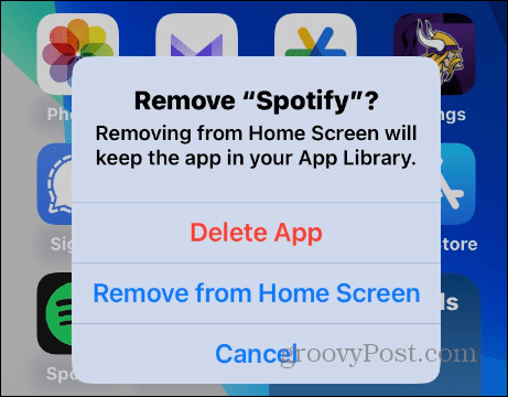 Törölje a Spotify alkalmazást iOS rendszeren