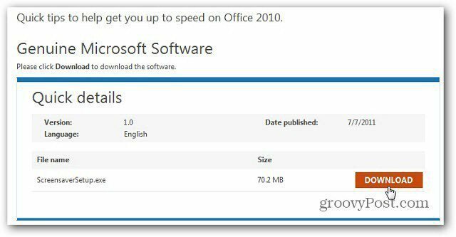 Tanulja meg az Office 2010 képernyővédő használatát