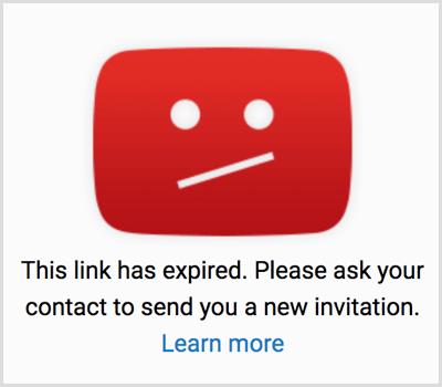 A YouTube meghívó linkje lejárt