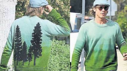 Az Oscar-díjas színésznő, Brad Pitt fenyőfából készült pulóve elbűvölő volt!
