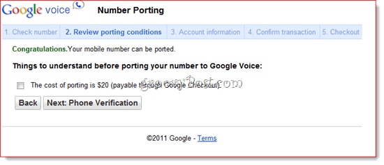 A meglévő szám portja a Google Voice-ba