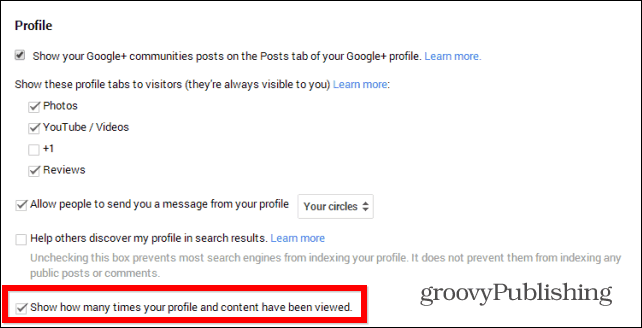 Google+ tipp: elrejti a profilmegtekintés számát