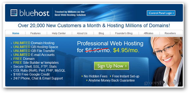 bluehost domain és web hosting