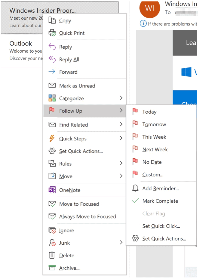 Microsoft Outlook tippek zászlók
