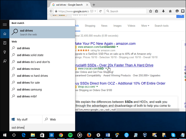 A Cortana keresése a Google-on a Bing helyett a Windows 10 rendszerben