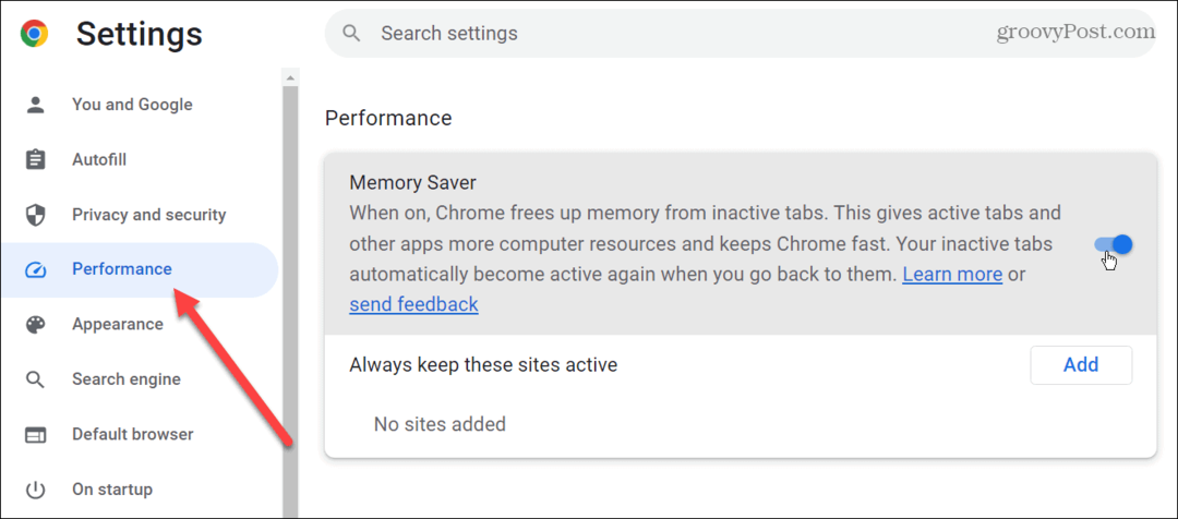 A Memóriakímélő lapok engedélyezése a Google Chrome-ban